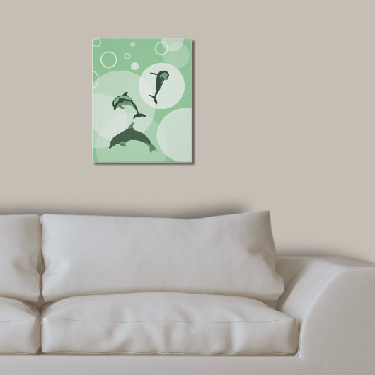 Fun Türkis-Green Wave Jumping Delphine Poster