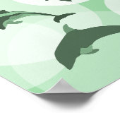 Fun Türkis-Green Wave Jumping Delphine Poster (Ecke)