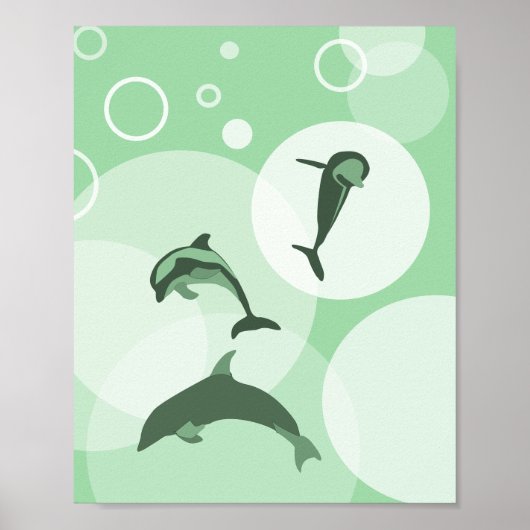 Fun Türkis-Green Wave Jumping Delphine Poster (Vorne)