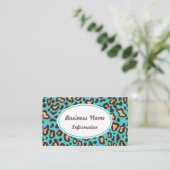 Fun Türkise Animal Print Business Card Visitenkarte (Stehend Vorderseite)