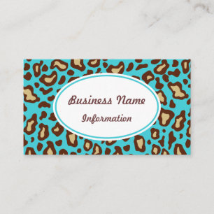 Fun Türkise Animal Print Business Card Visitenkarte