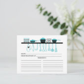 Fun Turquoise Kitchen Gadgets Bridal Recipe Cards Postkarte (Stehend Vorderseite)