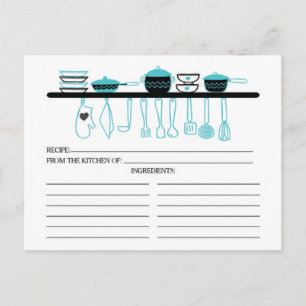 Fun Turquoise Kitchen Gadgets Bridal Recipe Cards Postkarte