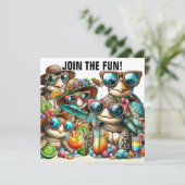 Fun Turtles Ansammlung Einladung (Stehend Vorderseite)