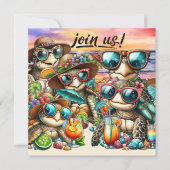 Fun Turtles Ansammlung Einladung (Vorderseite)