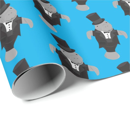 Fun Tuxedo Manatee Animal Geschenkpapier (Rolleneckpunkt)
