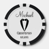 Fun Tuxedo mit Bogen Trauzeuge personalisiert chic Pokerchips (Vorderseite)