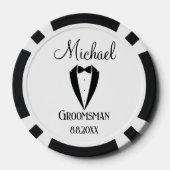 Fun Tuxedo mit Bogen Trauzeuge personalisiert chic Pokerchips (Rückseite)