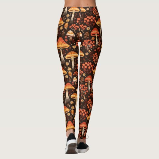 Fun Typ Mushrooms Fall Pattern Leggings (Rückseite)