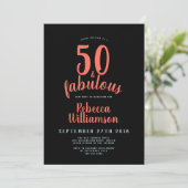 Fun Typografie Coral Aquamarin und Black 50. Gebur Einladung (Stehend Vorderseite)