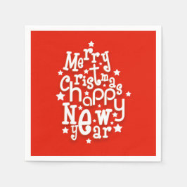 Fun Typografie Frohe Weihnachten Glück Neues Jahr Serviette