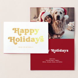 Fun Typografie | Red Inside Happy Holidays Foto Folienkarte
