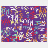 Fun Typografie Städtische bunte Graffiti auf Lila Fleecedecke (Vorderseite (Horizontal))