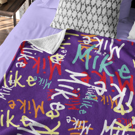 Fun Typografie Städtische bunte Graffiti auf Lila Fleecedecke