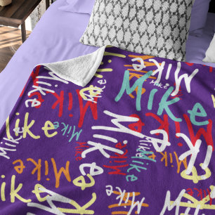 Fun Typografie Städtische bunte Graffiti auf Lila Fleecedecke