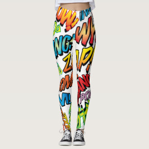 Fun Typografisches Comic Buch Pop Art Sounds Leggings