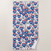 Fun U.S. Highway Signs und Map Random Muster Strandtuch (Vorderseite)