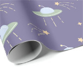 Fun UFO Kindergeburtstag Party Wrapping Paper Geschenkpapier (Rolleneckpunkt)