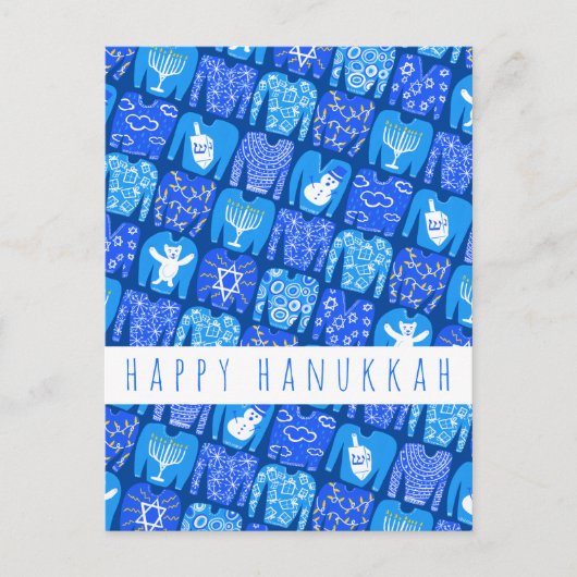 Fun Ugly Chanukah Sweaters Niedlich CUSTOM Urlaub Postkarte (Vorderseite)