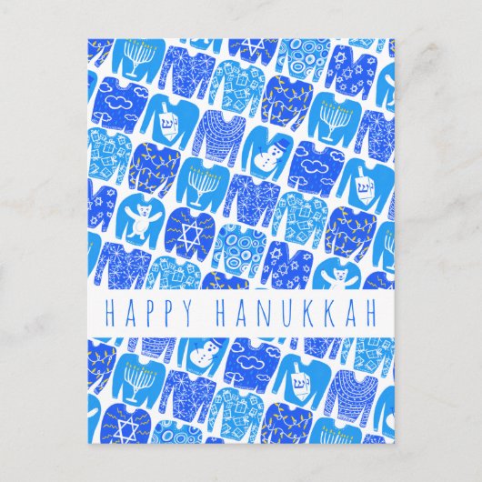 Fun Ugly Chanukah Sweaters Niedlich CUSTOM Urlaub Postkarte (Vorderseite)