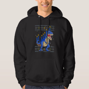 Fun Ugly Hanukkah Sweater Menorasaurus Rex Dinosau Hoodie