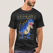 Fun Ugly Hanukkah Sweater Menorasaurus Rex Dinosau T-Shirt (Vorderseite)