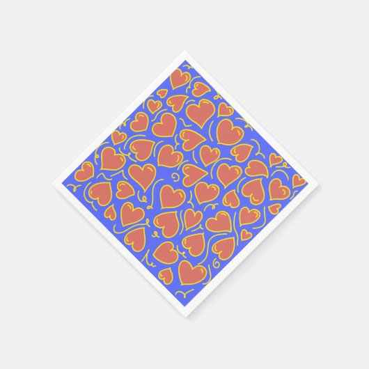 Fun und Bold Hearts Muster Serviette (Ecke)