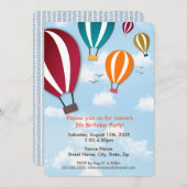 Fun und Coole Heißluftballons| Geburtstag Einladung (Vorne/Hinten)