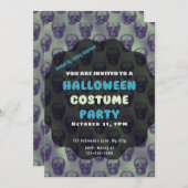 Fun und Creepy Skull Metallic Hintergrund Hallowee Einladung (Vorne/Hinten)