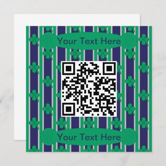 Fun und Extravagant 4 leaf Clover QR-Code Einladung (Vorne/Hinten)