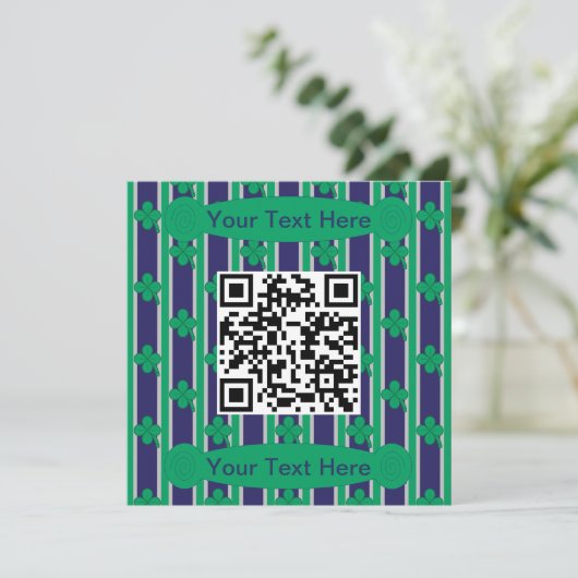 Fun und Extravagant 4 leaf Clover QR-Code Einladung (Stehend Vorderseite)