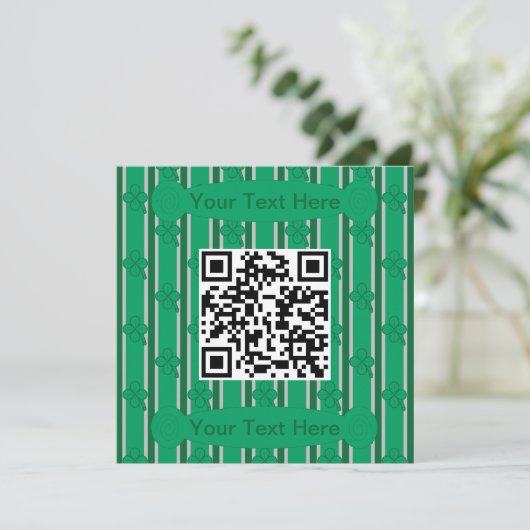 Fun und Extravagant 4 leaf Clover QR-Code Einladung (Stehend Vorderseite)
