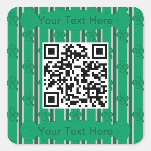 Fun und Extravagant 4 leaf Clover QR-Code Quadratischer Aufkleber (Vorderseite)