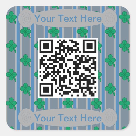 Fun und Extravagant 4 leaf Clover QR-Code Quadratischer Aufkleber (Vorderseite)
