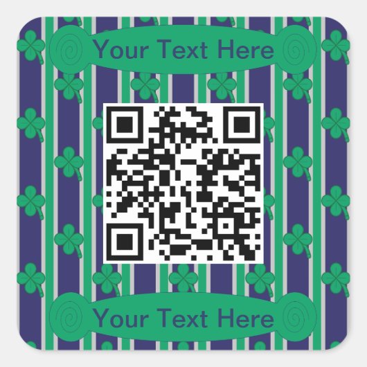 Fun und Extravagant 4 leaf Clover QR-Code Quadratischer Aufkleber (Vorderseite)
