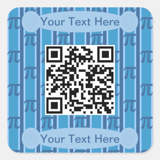 Fun und Extravagant Blue PII 3.142 QR-Code Quadratischer Aufkleber (Vorderseite)