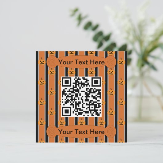 Fun und Extravagante Halloween Pumpkins QR-Code Einladung (Stehend Vorderseite)