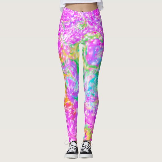 Fun und farbenfroher Frühling Rosa Leggings wirbel (Vorderseite)