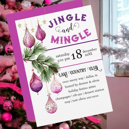 Fun und Festivals Jingle und Mingle Pink Party Einladung