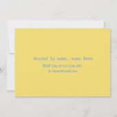 Fun und fröhliche blaue und gelbe Babydusche Einladung (Rückseite)