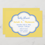 Fun und fröhliche blaue und gelbe Babydusche Einladung (Vorne/Hinten)