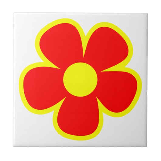 Fun und Funky 60er 70er Retro Blume Fliese (Vorderseite)