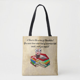 Fun und niedliche Buchwurm Buchliebhaber Tote Bag Tasche