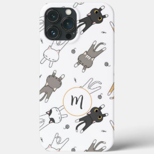 Fun und Whimsical Cat Muster Ihr Monogramm Case-Mate iPhone Hülle