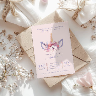 Fun Unicorn Gesicht Aquarell Geburtstagsparty einl Einladung