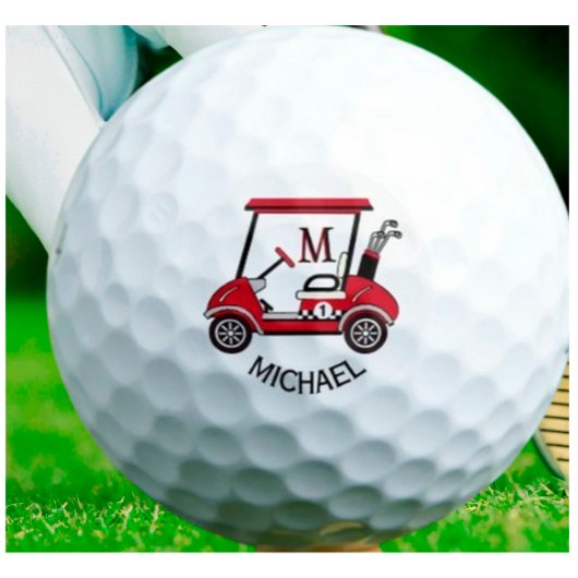 Fun Unique Custom Cart Monogram Name Golfball