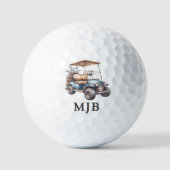 Fun Unique Golfer Cart Custom 3 Initial Monogram Golfball (Vorderseite)