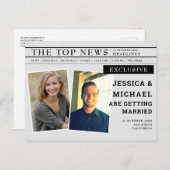 Fun Unique Newspaper Headline Foto Save the Date Einladungspostkarte (Vorne/Hinten)