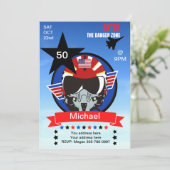 Fun USA Fighter Jet Pilot Einladung zum Geburtstag (Stehend Vorderseite)