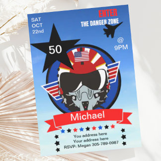 Fun USA Fighter Jet Pilot Einladung zum Geburtstag
